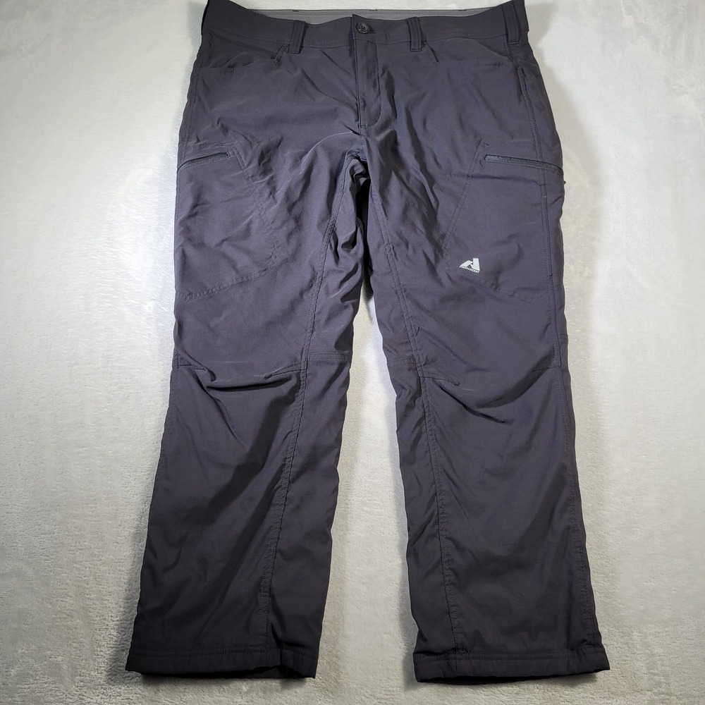 Eddie Bauer First Ascent Guide Pro Pants Mens 40x29 Black Fleece Lined Hiking